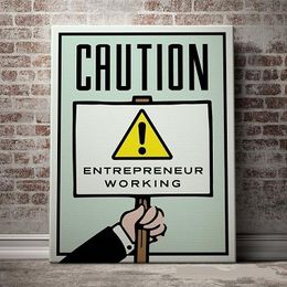 CAUTION Handpainted /HD Print Graffiti Pop Wall Art Oil Painting on Canvas office art culture Multi Sizes /Frame Options 220