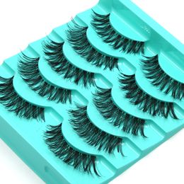 YOKPN New Stage False Eyelashes Naturally Thick Crisscross Messy Fake Eyelashes Handmade Transparent Stems Lashes