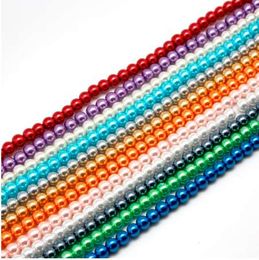 4mm 6mm 8mm 10mm Painted Colour Pearlized Round Loose Glass Imitation Pearl Beads for Choker Necklace Jewellery Making