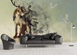 Modern Elk smog flying pigeon 3d wallpaper mural custom wallpaper for walls 3 d photo wallpaper for bedroom