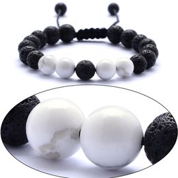 8mm Natural Howlite 8mm Black Lava Stone Bracelet DIY Aromatherapy Essential Oil Diffuser Bracelet Women Men Jewellery