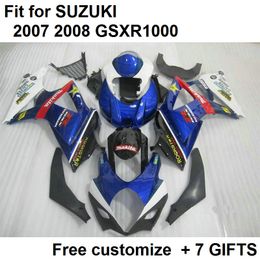 7gifts fairing kit for Suzuki GSXR1000 07 08 black blue fairings set GSXR1000 2007 2008 DE23