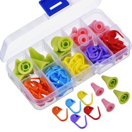 -60 peças de confecção de malhas de crochê trava marcadores de ponto de cor e 20 peças 2 tamanhos de agulhas de tricô ponto protetores / rolhas