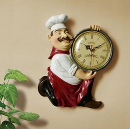 Continental retro kitchen restaurant chef creative clock clock watch Art Decor Wall Clock personality