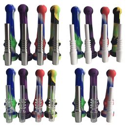 Nectar collector silicone Pipe 3 types nail to choose metal glass ceramic nail Mini happyWater tube Silicone Oil Rigs DHL free