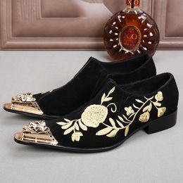 Choudory red black spiked loafers gold toe dress shoes men embroidery leather handmade shoes italy wedding shoes plus size