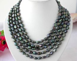 Wholesale priceLong 100" 11mm baroque black peacock fw pearl NECKLACE