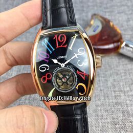 COLOR DREAMS 8880 Aeter Nitasi Black Dial Tourbillon Automatic Mens Watch Rose Gold Case Leather Strap High Quality Gents Watches195o