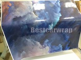 Holographic Galaxy Camouflage Vinyl wrap for car wrap covering with air bubble free self adheisve For boat car decoration1.52x30m 5x98ft