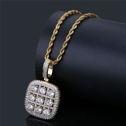 High Quality Gold Silver Colour CZ Gem Pendant Necklace for Men Women Hip Hop Necklace Jewellery Nice Gift