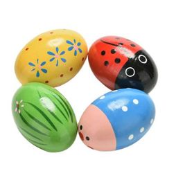 Children Wooden Sand Eggs Instruments Percussion Musical Toys Colours Random Educational toys 1pcs