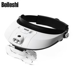 Beileshi 81001 - G Detachable 2-LED Headband Illuminated Magnifier with 5 Replaceable Lens clear and undistorted texts and images.