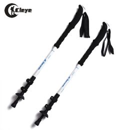 CLEYE Paired 3 Joints Carbon Fibre Trekking Pole Adjustable Telescopic Hiking Walking Stick lightweight and sturdy