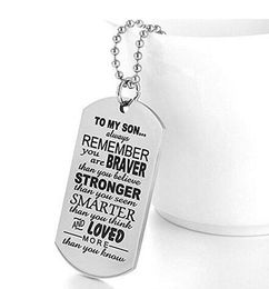 DHL Army Necklace Always Remember To My Son Dog Tag From Dad Mens Boys Family Necklace Military Chain Pendant