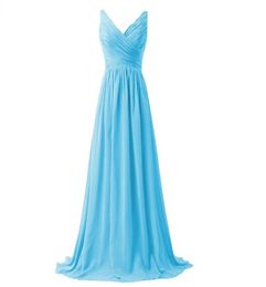 2018 New Cheap Sexy V-Neck A-Line Long Prom Dresses With Backless Chiffon Plus Size Party Dresses Formal Gowns Vestido De Festa BP14