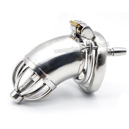 Latest Design Male Chastity Devices Stainless Steel Long Bird Cage Belt Tube Kit #T90