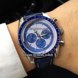 Dark Side Of The Moon PVD Blue Dial 311.33.40.30.02.001 OS Quartz Chronograph Mens Watch Silver Case Leather Strap New Watches