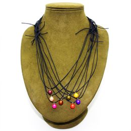 2018 creative Handmade Double peru knot colour dyed round size7-8mm freshwater pearls Jewellery necklace