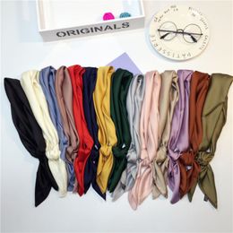 70x70 CM Satin Scarves Small Imitation Silk Scarf Pure Colour Women Fashion Neckerchief Headband 14 Colours Wholesale