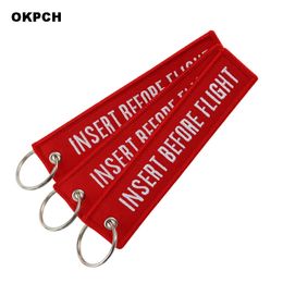 Insert Before Flight Key Chain Yellow Embroidery Aviation Gifts Sleutelhanger Keychain