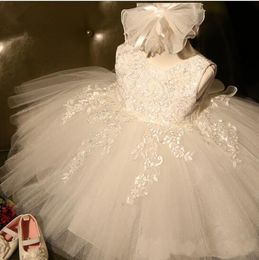 White Ivory Princess First Communion Dresses For Girl Tulle Lace Infant Toddler Pageant Flower Girl Dress Wedding Birthday Gowns