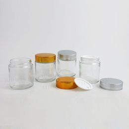 200 x 80g Travel Empty Facial Cream Glass Jar 1/3oz Cosmetic Make up Sample Container Emulsion Refillable Pot Silver Gold Lid