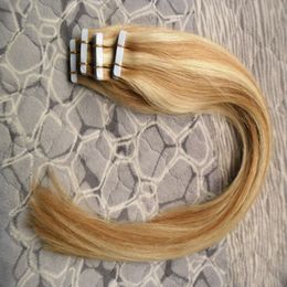 80p Tape In Human Hair Extensions 200g P27 613 Human abelo smooth blond Straight Skin Weft Adhesive Hair PU 16" 18" 20" 22" 24"