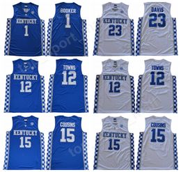 Newest Kentucky Wildcats Devin Booker College Jerseys 1 Basketball Anthony Davis 23 DeMarcus Cousins Jersey 15 Karl Karl-Anthony Towns 12