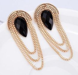 new hot Style Europe and America popular metal trend concise tassel temperament exaggerated alloy ear nail fashionable and classic delicate