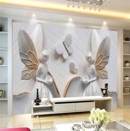 Beauty angel embossed decorative painting Wallpapers for 3d Wall Paper Decorative Painting Backdrop Home Improvement wallpapers