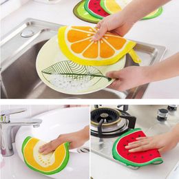 Kitchen Bathroom Use Cartoon Microfiber Towels Cleaning Absorbent Fruit Print Cleaning Rag Wiping Napkin Fruit Print Hand Towel
