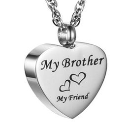 Wholesale funeral and funeral Jewellery engraved words my brother heart-shaped ashes to commemorate the lover necklace