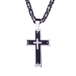 Mens Cross pendant Stainless steel Christian Jesus crucifix Charm Bike chain necklace For women Punk Jewellery Gift