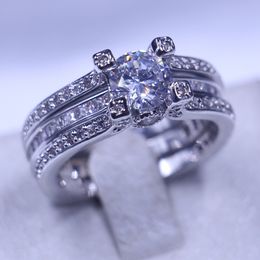 Brand Jewellery wedding band rings for women men Diamonique 5A Zircon Cz 925 Sterling silver Birthstone Female Ring bridal set