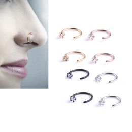 New Star Zircon Nose Hoop Rings Ear Cartilage Tragus Body Jewellery For Women Men Anti-allergy C Neck