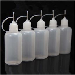 Vape tomma flaskor 50ml LDPE Semi Transparent flaska med metallnål Tips E Cigaretter Vape DHL Gratis frakt