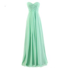 Discount Bridesmaid Gowns Sweetheart Sleeveless A-Line Mint Green/Red/Organza/Navy Blue/Gray/Coral Chiffon Bridesmaid Dresses