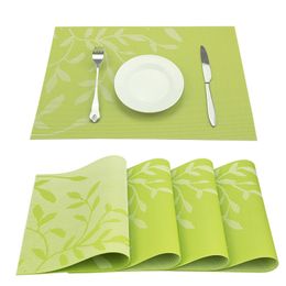 Washable Placemats Dining Table Mat Heat Insulation Stain Resistant Woven Vinyl Kitchen Table Placemat Dinner Plate Pad