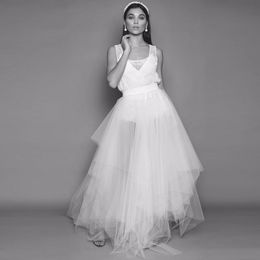 Ruffles Asymmetrical Bridal Tulle Skirts 2018 Semi-Sheer Puffy Long Tutu Skirt Women Faldas Mujer Moda Bridesmaid Tutu Skirt