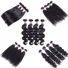 Virgin Brazilian Straight Human Hair Weaves Body Deep Water Human Hair Bundles Unprocessed Peruvian Malaysian Kinky Curly Hair Extensions