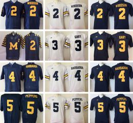 Ncaa Michigan Wolverines Ollege Football Jerseys Mens #4 Jim Harbaugh 3 Gary 2 Woodson 5 Jabrill Peppers Cwhite Navy Blue Stitched Jersey Wholesale