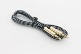 3.5mm AUX Audio Cable 1m/3ft Dual Male Gold-plated Plug Fish Silk Braided Fabric Cord by DHL 200+