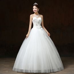 Real Photo Customizd 208 Wholesale Chinese Cheap New Korean Style Sweet Princess Diamond White Wedding Dress vestido de noiva