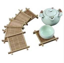 Bamboo Tea Cup Mat Square Coaster set Handmade Place mat For Kungfu Tea Set Kitchen Accessories Drink Tea Tools c503