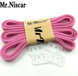 Mr.Niscar 1 Pair High Quality Elastic Lazy Laces Nylon Pink No Tie Shoelaces for Adult Kids Sneaker Silicone Rubber Shoe Laces