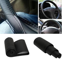 1 Set HOT Sale!!! HotNew DIY Auto Car Truck Leather Steering Wheel Cover With Needles and Thread Black/Red/Grey