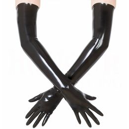 Mould Black Latex Rubber OPERA/LONG Gloves Wrist Seamless Rubber Gloves for Unisex sexy