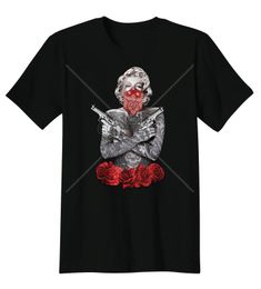 Marilyn Monroe Tag der toten Gewehre Bandana Rosen Gangsta Tätowierungs-T-Shirt T-Stück