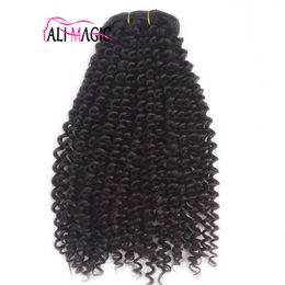 8pcs Mongolian Virgin Hair African American afro kinky curly hair clip in human hair extensions natural black clips ins easy