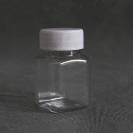 60g/60ml Plastic Empty Bottle Square Pet Medicine Pill Sample Packaging Bottles fast shipping F596